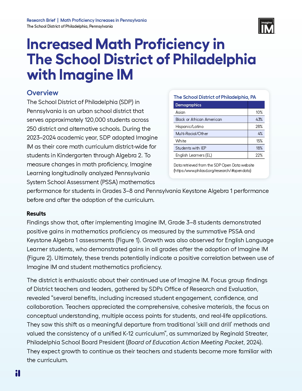 Increased Math Proficiency in Philadelphia