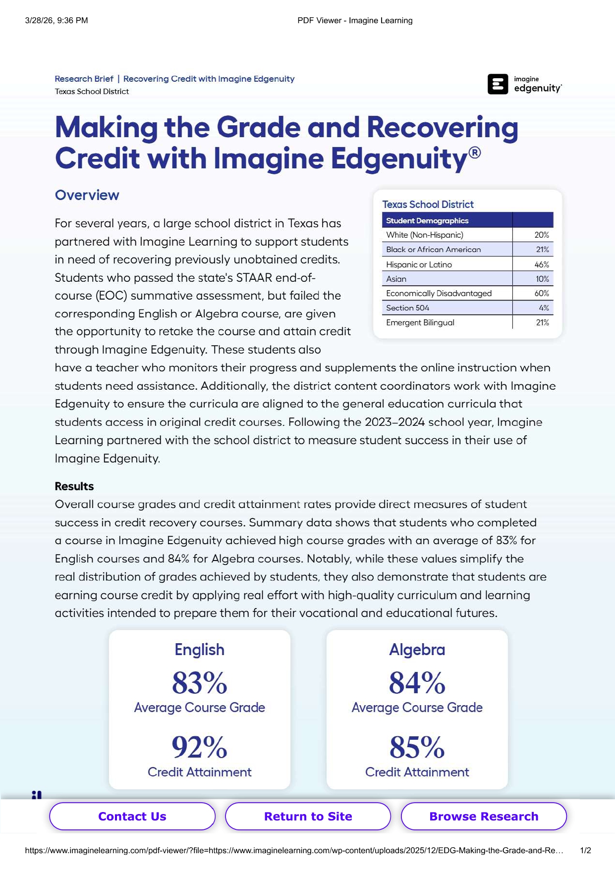 Making the Grade and Recovering Credit with Imagine Edgenuity