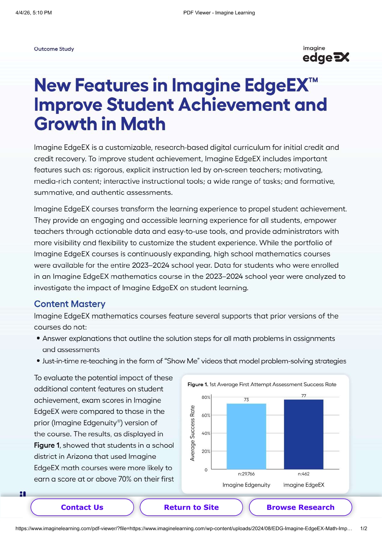 Imagine EdgeEX Math Impact Report 2023–2024