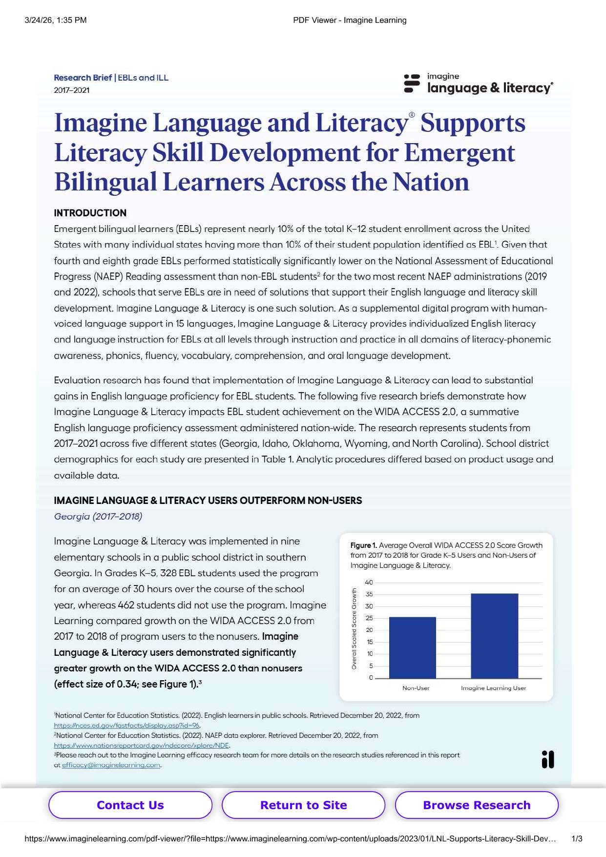 Imagine Language and Literacy Supports Literacy Skill Development for Emergent Bilingual Learners Across the Nation