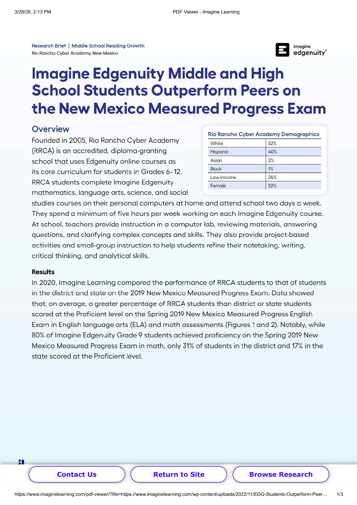 Imagine MyPath Students Outperformed Peers in Enrolled in Face-to-Face Intervention